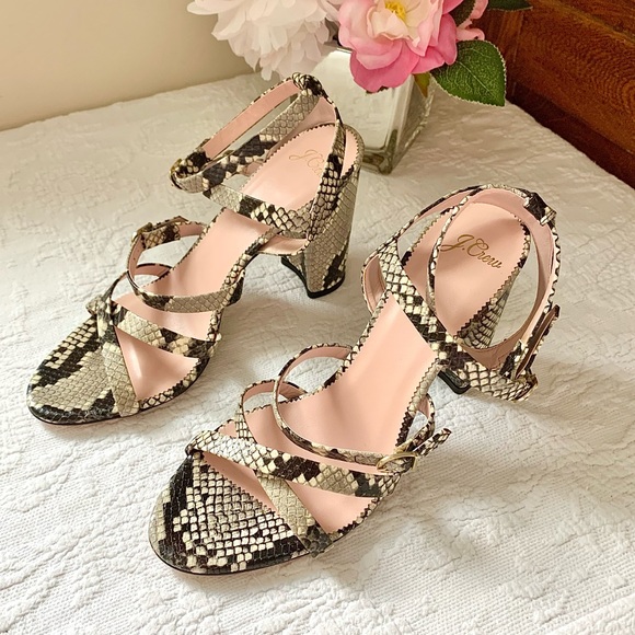 NEW J. Crew Stella Strappy Snake Sandals High Heel 10 - Picture 8 of 16